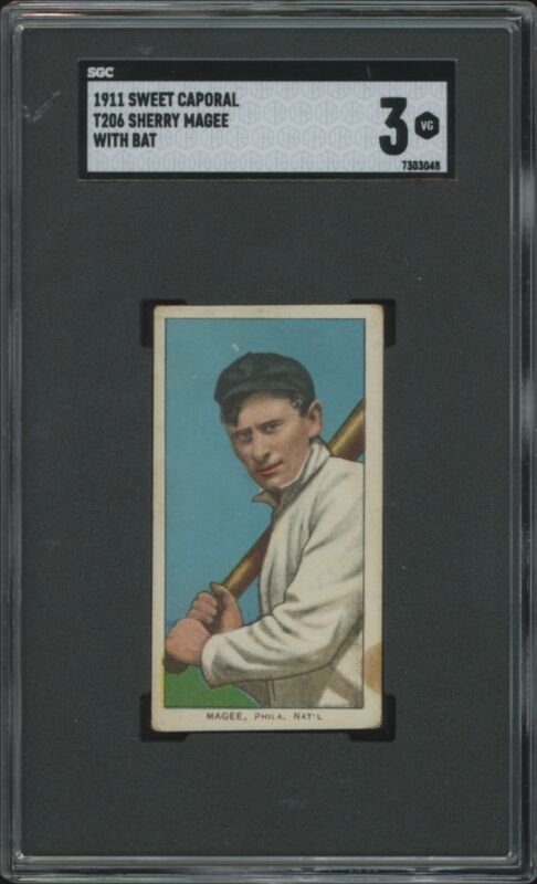 1909 T206 SHERRY MAGEE VG SWEET CAPORAL 350-460 BATTING SGC 3 PHILLIES
