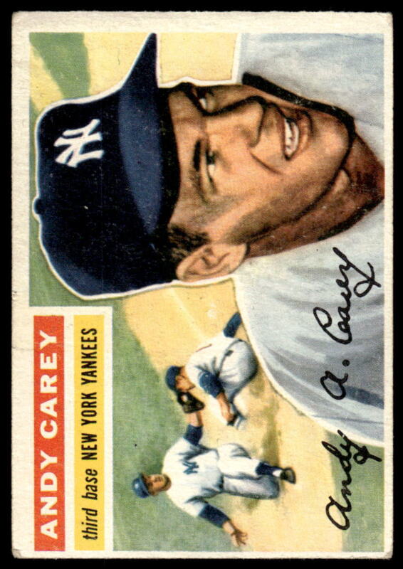 1956 TOPPS ANDY CAREY 12 VG-EX WHITE BACK BASEBALL NEW YORK YANKEES