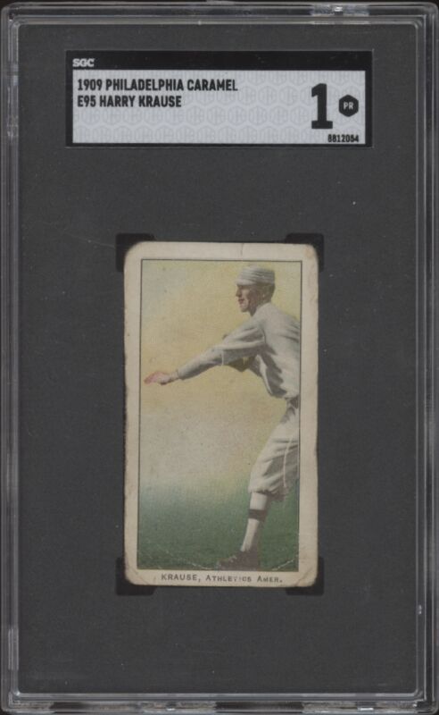 1909 E95 HARRY KRAUSE 6 POOR PHILADELPHIA CARAMEL SGC 1 PHILADELPHIA ATHLETICS