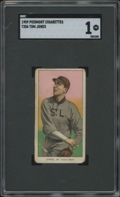 1909 T206 TOM JONES NNO POOR PIEDMONT 150 SGC 1 BASEBALL ST. LOUIS BROWNS