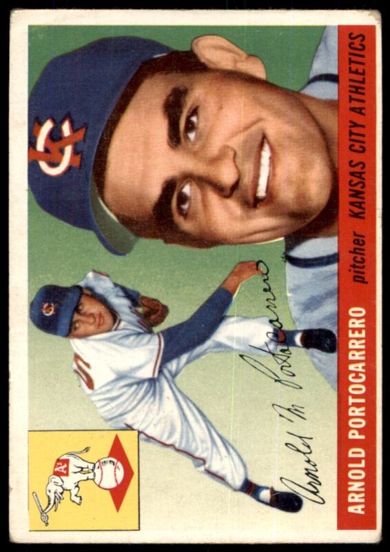 1955 TOPPS ARNIE PORTOCARRERO 77 VG-EX BASEBALL KANSAS CITY ATHLETICS