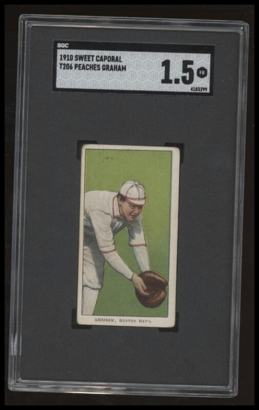1909 T206 PEACHES GRAHAM NNO FAIR SWEET CAPORAL 350 SGC 1.5 BOSTON RUSTLERS