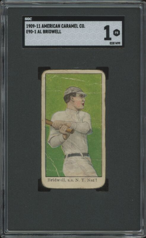 1909 E90-1 AL BRIDWELL NNO POOR AMERICAN CARAMEL SGC 1 BASEBALL NEW YORK GIANTS