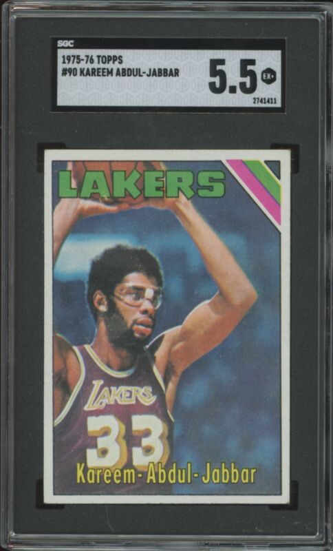 1975 TOPPS KAREEM ABDUL-JABBAR 90 EX+ SGC 5.5 BASKETBALL LOS ANGELES LAKERS
