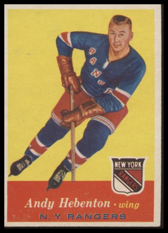 1957 TOPPS ANDY HEBENTON 58 EX RC HOCKEY NEW YORK RANGERS