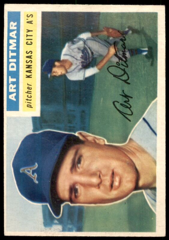 1956 TOPPS ART DITMAR 258 NRMT BASEBALL KANSAS CITY ATHLETICS