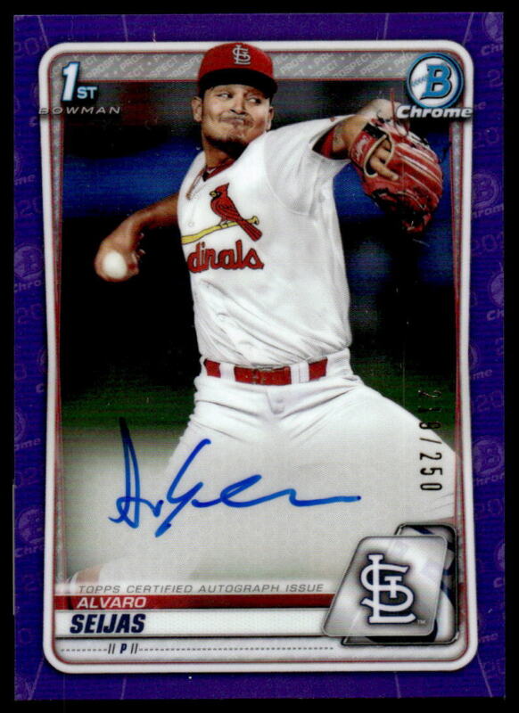 2020 BOWMAN ALVARO SEIJAS CPA-AS CHROME 1ST AUTOGRAPH PURPLE REF /250 CARDINALS