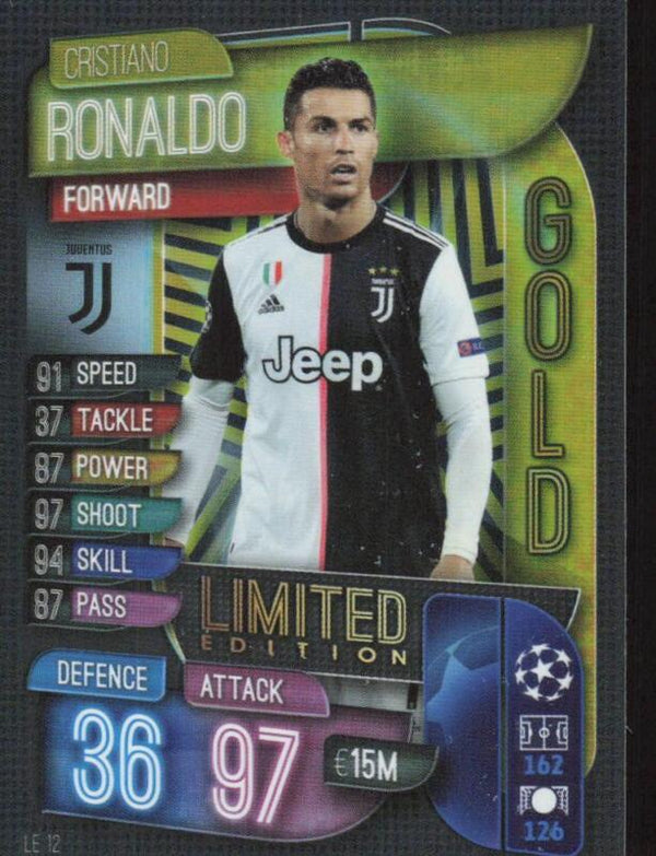 2019 TOPPS MATCH ATTAX CRISTIANO RONALDO EXCLUSIVE GOLD LIMITED EDITION JUVENTUS