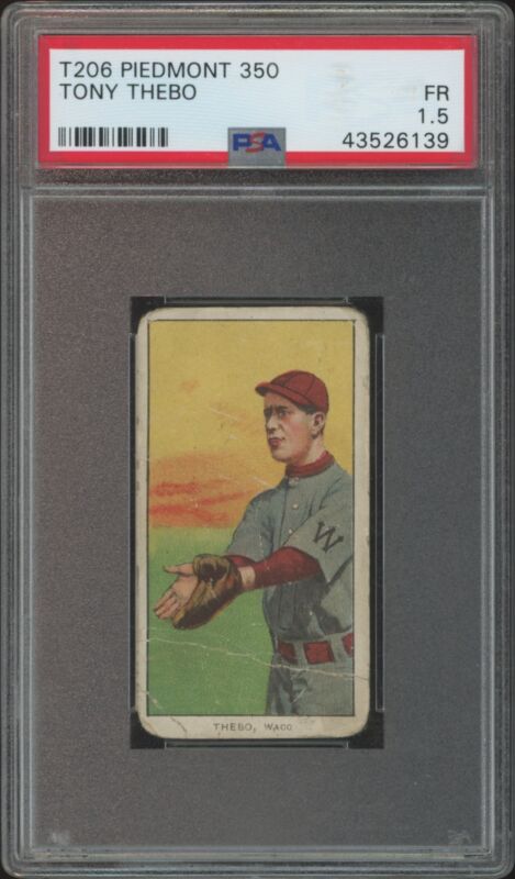 1909 T206 TONY THEBO FAIR PIEDMONT 350 SL PSA 1.5 BASEBALL WACO NAVIGATORS