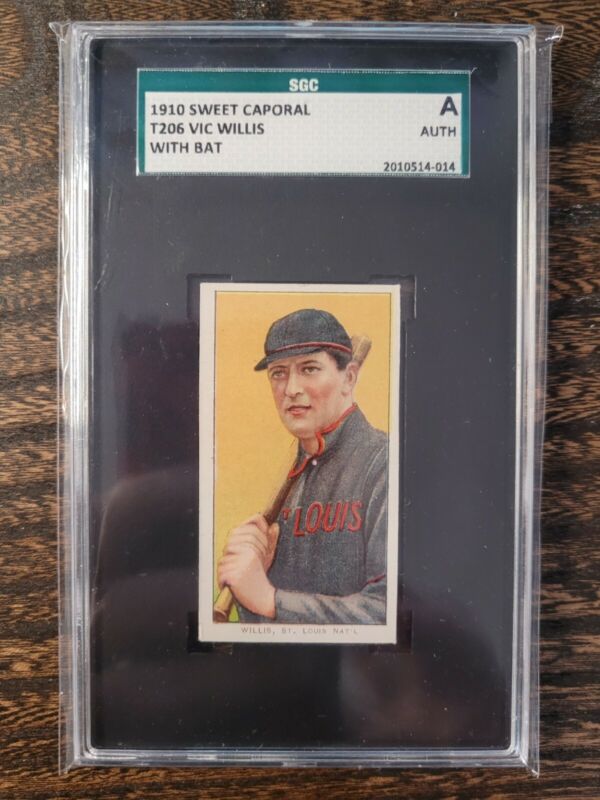1909 T206 VIC WILLIS W/ BAT RARE SWEET CAPORAL 350 EYE SGC A ST. LOUIS CARDINALS