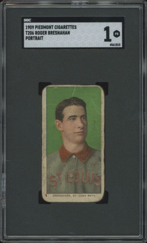 1909 T206 ROGER BRESNAHAN PIEDMONT 150 HOF PORTRAIT SGC 1 ST. LOUIS CARDINALS