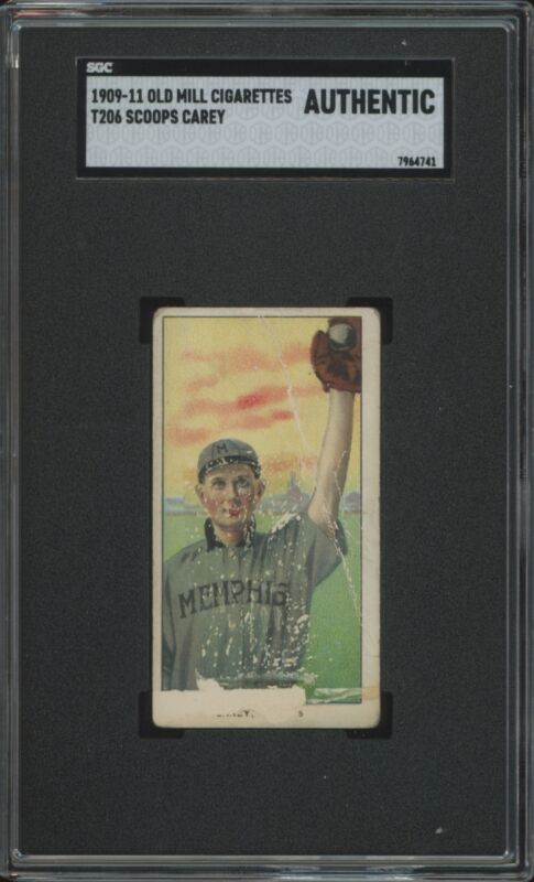1909 T206 SCOOPS CAREY NNO POOR OLD MILL SL SGC A BASEBALL MEMPHIS TURTLES