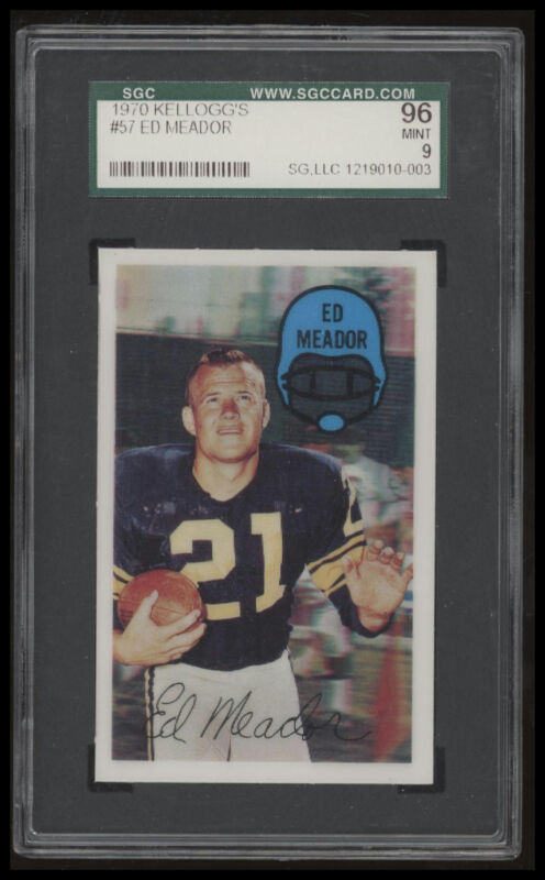 1970 KELLOGG'S ED MEADOR 57 MINT SGC 9 FOOTBALL LOS ANGELES RAMS