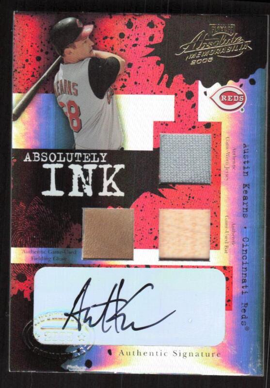 2005 PLAYOFF ABSOLUTE AUSTIN KEARNS AI-73 ABSOLUTELY INK SWATCH TRIPLE /25 REDS