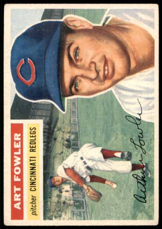 1956 TOPPS ART FOWLER 47 EX GRAY BACK BASEBALL CINCINNATI REDS