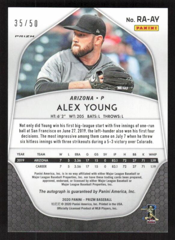 2020 PANINI PRIZM ALEX YOUNG RA-AY ROOKIE AUTOGRAPHS BLUE PRIZM /50 DIAMONDBACKS