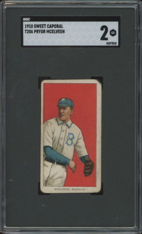 1909 T206 PRYOR MCELVEEN NNO GOOD SWEET CAPORAL 350 SGC 2 BROOKLYN SUPERBAS