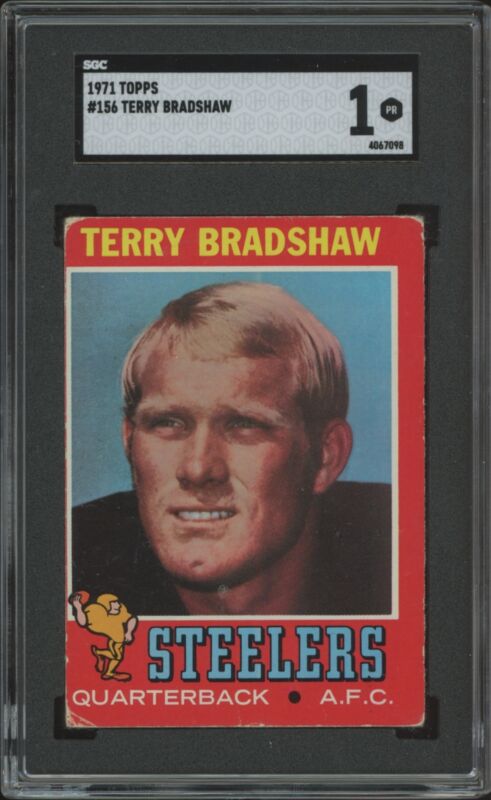 1971 TOPPS TERRY BRADSHAW 156 POOR HOF RC SGC 1 FOOTBALL PITTSBURGH STEELERS