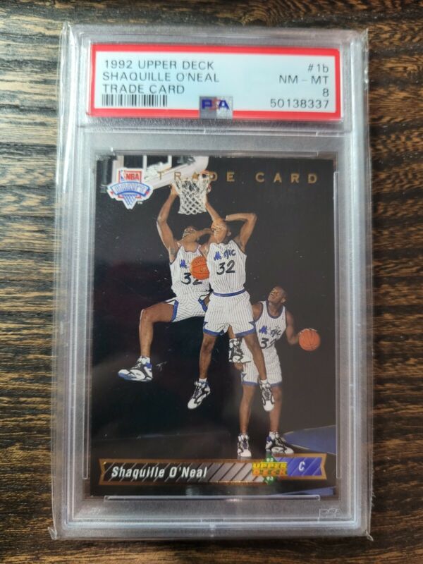 1992 UPPER DECK SHAQUILLE O'NEAL RC ROOKIE TRADE CARD PSA 8 BASKETBALL MAGIC