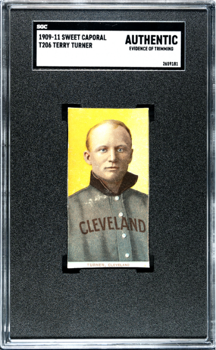 1909 T206 TERRY TURNER NNO FAIR SWEET CAPORAL 150 SGC A BASEBALL CLEVELAND NAPS