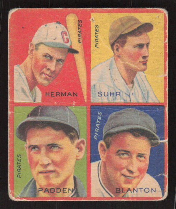 1935 GOUDEY 4-IN-1 BABE HERMAN 9K FAIR GUS SUHR TOM PADDEN CY BLANTON PIRATES
