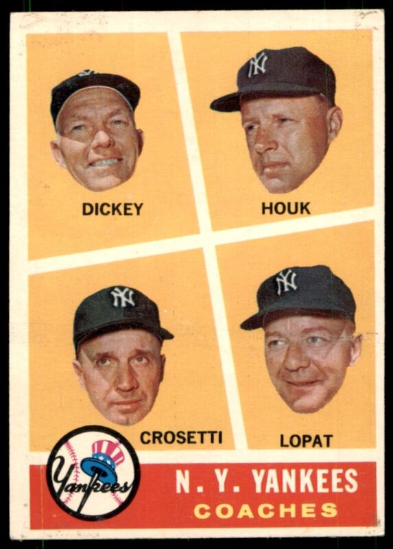 1960 TOPPS BILL DICKEY 465 EX BASEBALL NEW YORK YANKEES