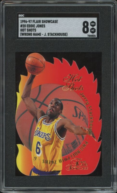 1996 FLAIR SHOWCASE EDDIE JONES HOT SHOTS WRONG NAME FRONT STACKHOUSE SGC 8