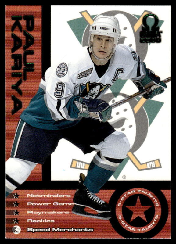 1999 PACIFIC OMEGA PAUL KARIYA 13 5 STAR TALENTS EMERALD SERIAL NUMBERED 35/50