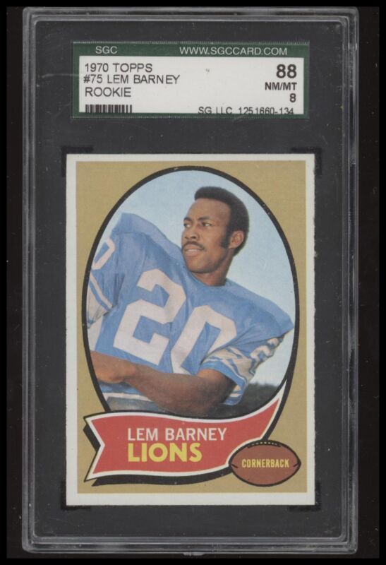 1970 TOPPS LEM BARNEY 75 NRMT-MT RC SGC 8 FOOTBALL DETROIT LIONS