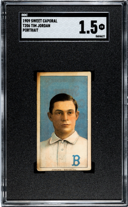 1909 T206 TIM JORDAN FAIR SWEET CAPORAL 150 PORTRAIT SGC 1.5 BROOKLYN SUPERBAS