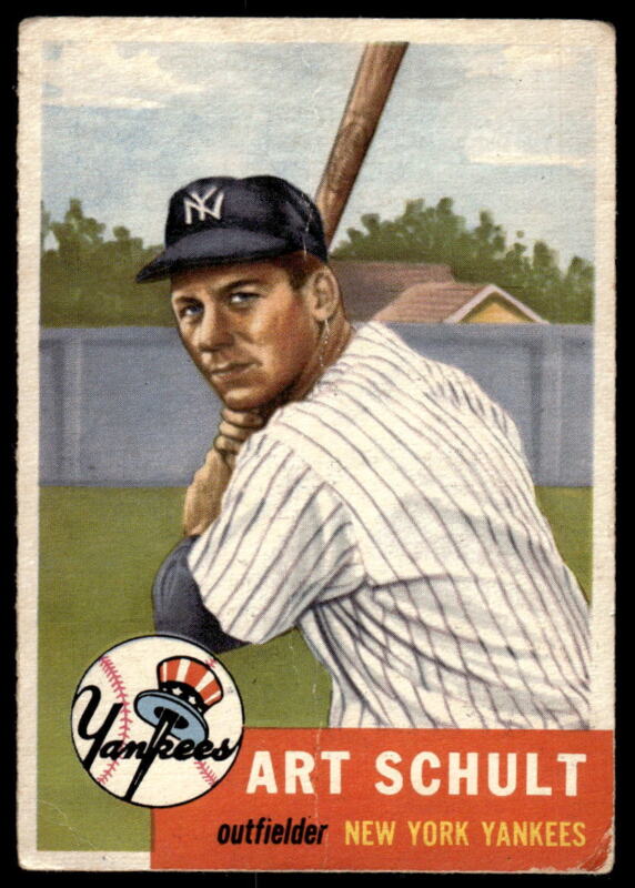 1953 TOPPS ART SCHULT 167 GOOD RC BASEBALL NEW YORK YANKEES