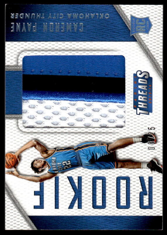 2015 PANINI THREADS CAMERON PAYNE 70 MINT ROOKIE THREADS PATCH 8/25 THUNDER