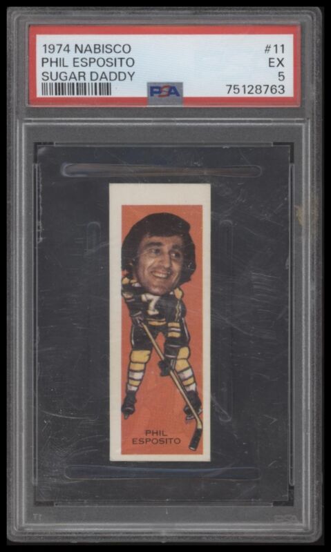 1974 NABISCO SUGAR DADDY PRO FACES PHIL ESPOSITO 11 EX PSA 5 BOSTON BRUINS