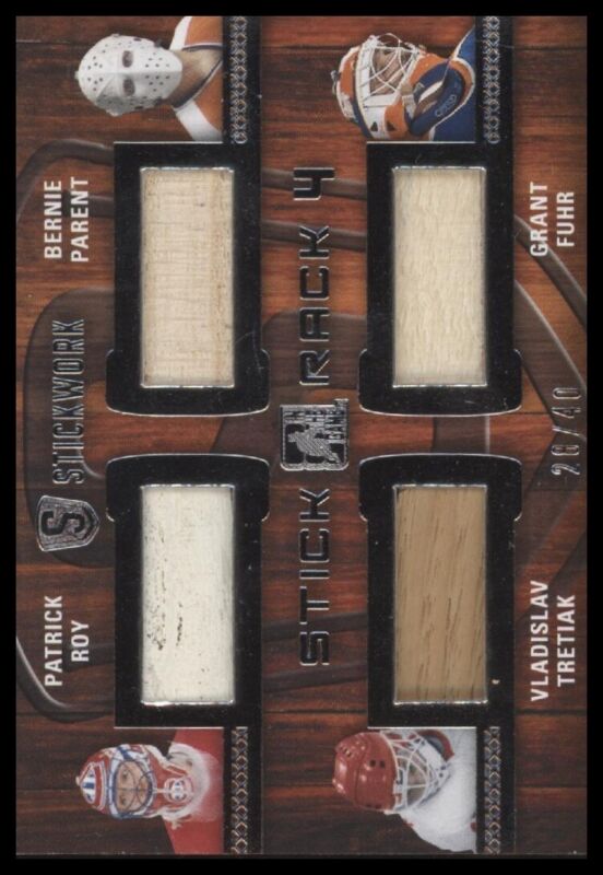 2015 LEAF IN THE GAME PATRICK ROY 4 STICK RACK TRETIAK PARENT FUHR 28/40