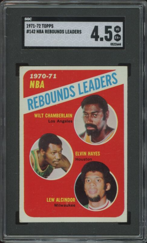 1971 TOPPS WILT CHAMBERLAIN 142 VG-EX+ LEW ALCINDOR ELVIN HAYES REBOUND SGC 4.5