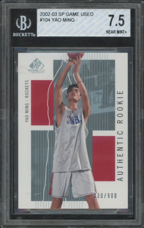 2002 SP GAME USED YAO MING 104 NRMT+ RC 130/900 BGS 7.5 HOUSTON ROCKETS