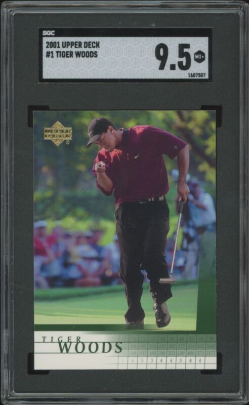 2001 UPPER DECK TIGER WOODS 1 MINT+ RC SGC 9.5 GOLF GOLF