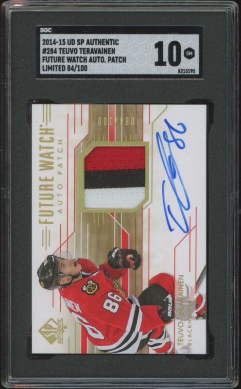 2014 SP AUTHENTIC TEUVO TERAVAINEN 284 RC AUTOGRAPH PATCH RPA /100 SGC 10