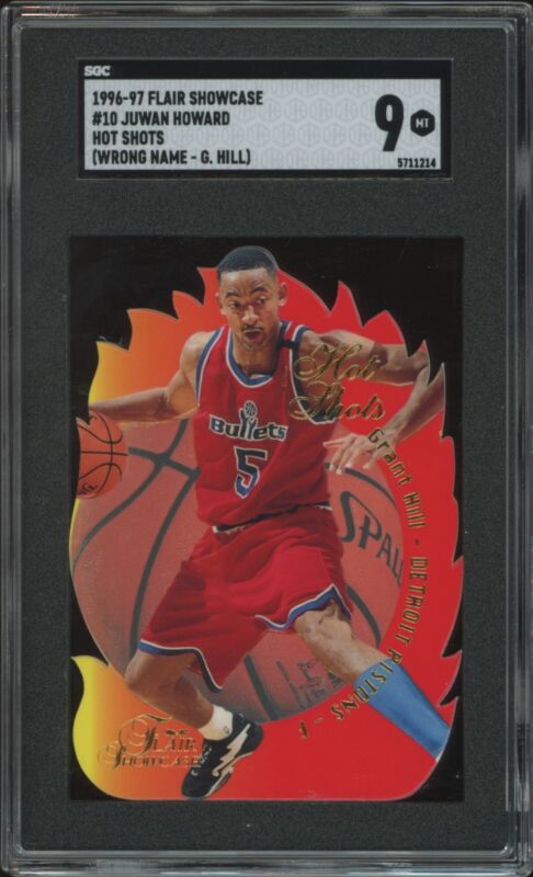 1996 FLAIR SHOWCASE JUWAN HOWARD HOT SHOTS WRONG NAME ON FRONT GRANT HILL SGC 9