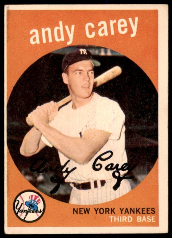 1959 TOPPS ANDY CAREY 45 EX BASEBALL NEW YORK YANKEES