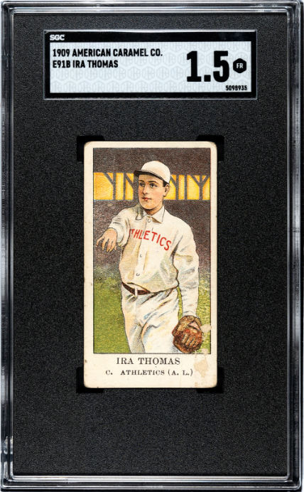 1909 E91-B IRA THOMAS NNO FAIR AMERICAN CARAMEL SGC 1.5 PHILADELPHIA ATHLETICS