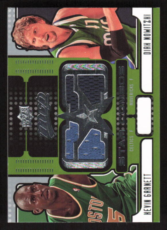 2008 UPPER DECK MVP KEVIN GARNETT SC-GN MINT DIRK NOWITZKI STAR COMBOS JERSEY