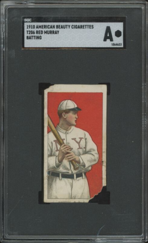 1909 T206 RED MURRAY AMERICAN BEAUTY WITH FRAME BATTING AB SGC A NEW YORK GIANTS