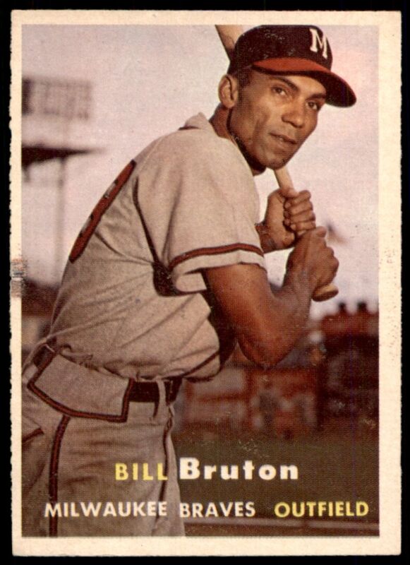 1957 TOPPS BILL BRUTON 48 EXMT BASEBALL MILWAUKEE BRAVES