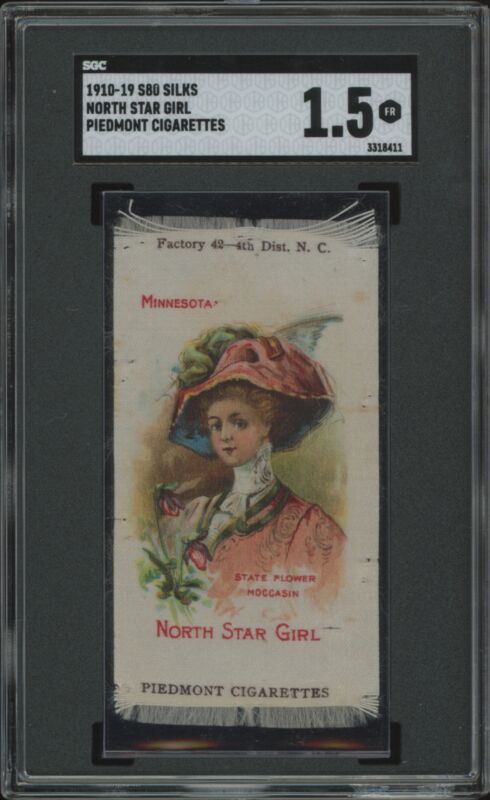 1910 S80 SILKS NORTH STAR GIRL FAIR SGC 1.5 NON-SPORTS PIEDMONT CIGARETTES