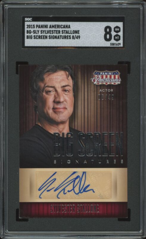 2014 PANINI AMERICANA SYLVESTER STALLONE NRMT-MT AUTOGRAPH 8/49 SGC 8 ROCKY