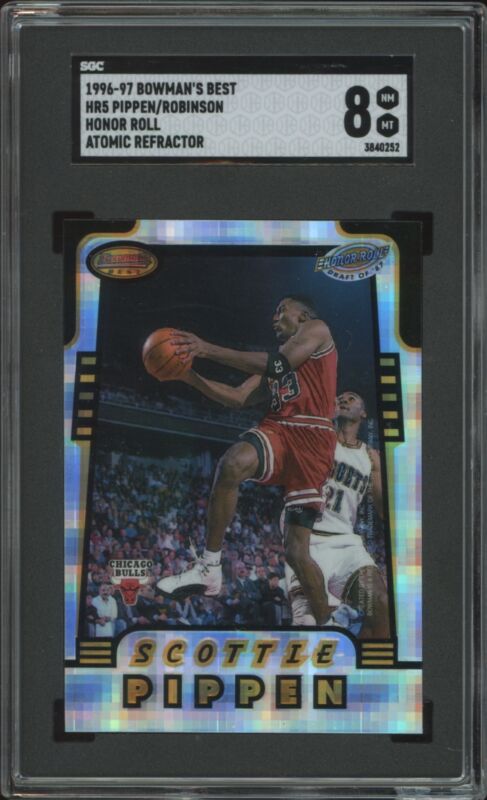 1996 BOWMAN'S BEST SCOTTIE PIPPEN DAVID ROBINSON HONOR ROLL ATOM REFRACTOR SGC 8