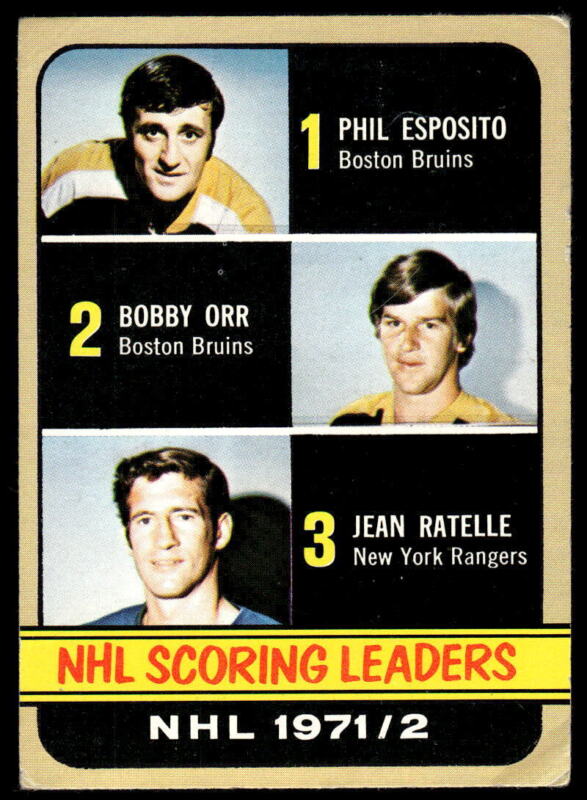 1972 TOPPS PHIL ESPOSITO 62 EXMT BOBBY ORR SCORING LEADERS BOSTON BRUINS