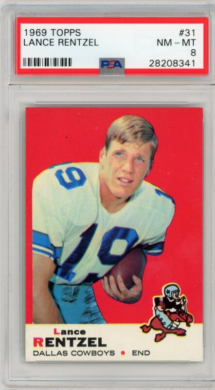 1969 TOPPS LANCE RENTZEL 31 NMMT RC PSA 8 FOOTBALL DALLAS COWBOYS