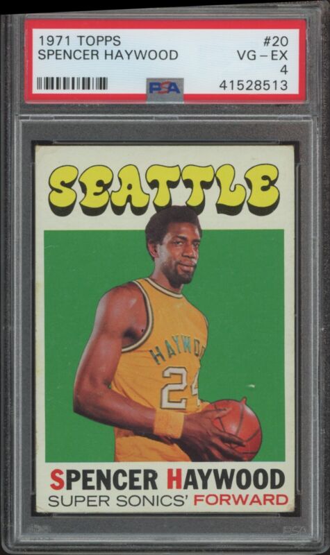1971 TOPPS SPENCER HAYWOOD 20 VG-EX RC HOF PSA 4 BASKETBALL SEATTLE SUPERSONICS